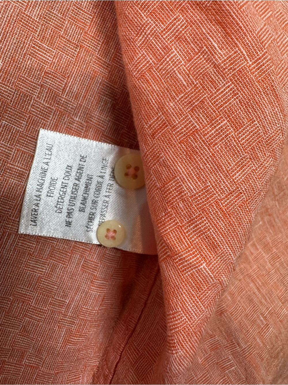 Robert Graham Linen Coral Short Sleeve Button-Down Shirt SZ L - Picture 6 of 11